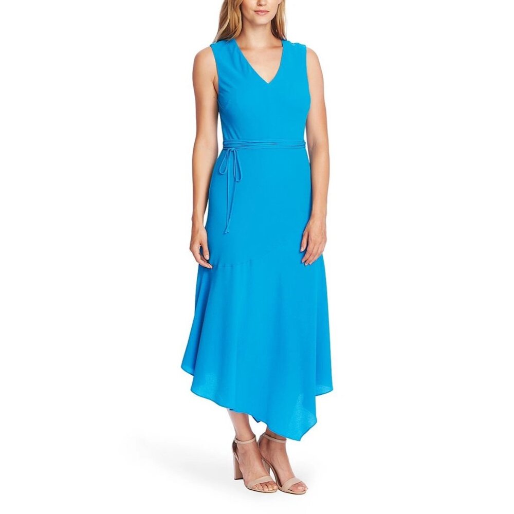 NWT NEW Vince Camuto Dress sz 12 Sleeveless V Neck Belted Blue